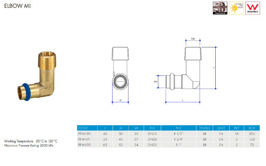 METPRESS Press Fit Elbow MI - Brass