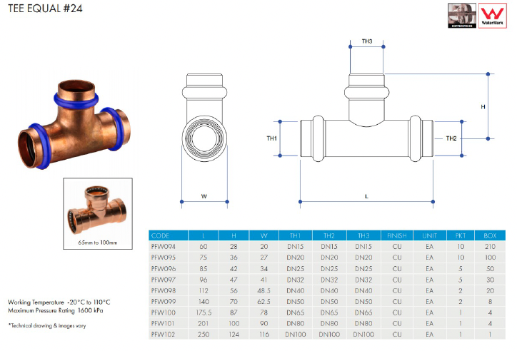 METPRESS Press Fit Tee Equal