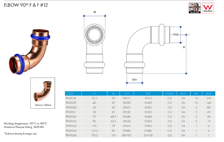 METPRESS Press Fit Elbow 90° F &amp; F