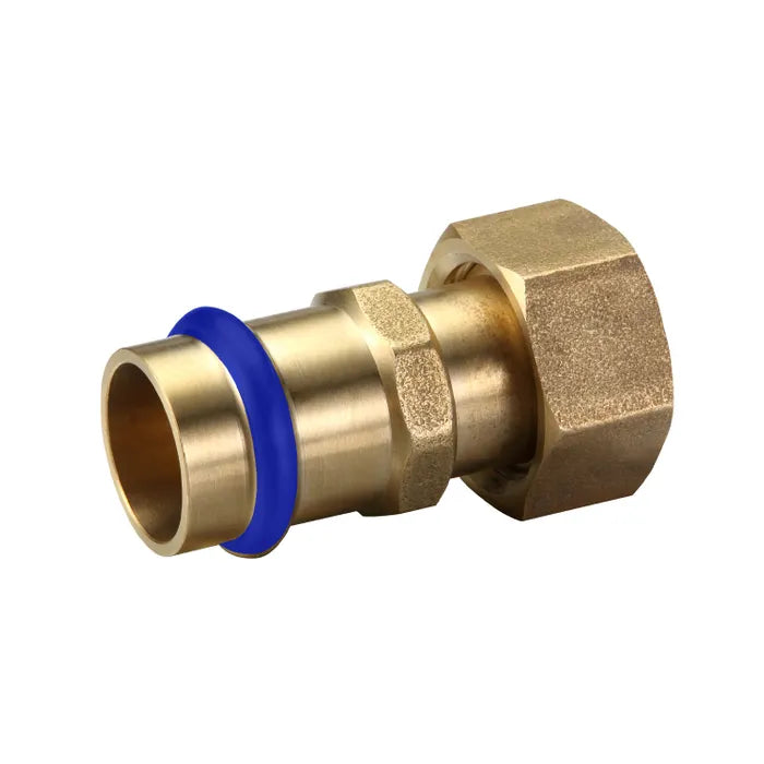 METPRESS Press Fit Swivel Nut Adaptor Female Flat Seat - Brass