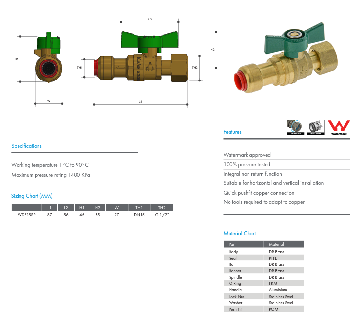 METPRESS Press Fit Non-Return Dual Isolation Valve - Hot Water Systems