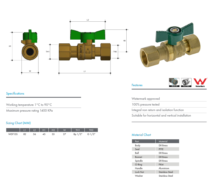 METPRESS Press Fit Non-Return Dual Isolation Valve - Hot Water Systems