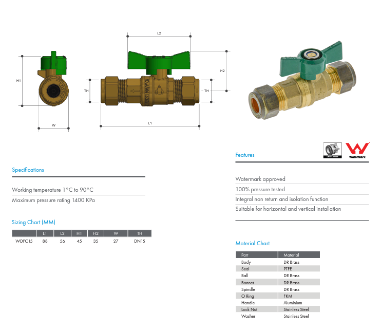 METPRESS Press Fit Non-Return Dual Isolation Valve - Hot Water Systems