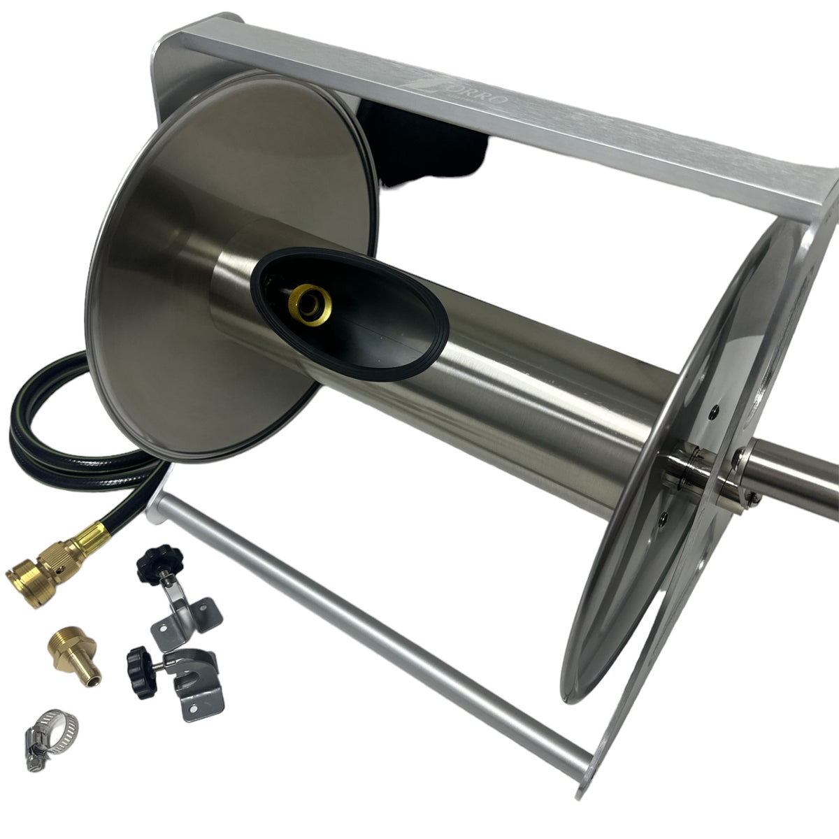 ZORRO SS Hose Reel &amp; Aquamate Hose with Brass Fittings
