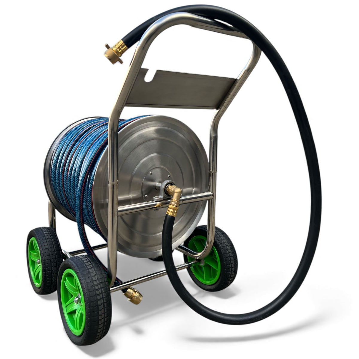 ZORRO Stainless Steel 4 Wheel Trolley with Ozflex Hose & Brass Connector