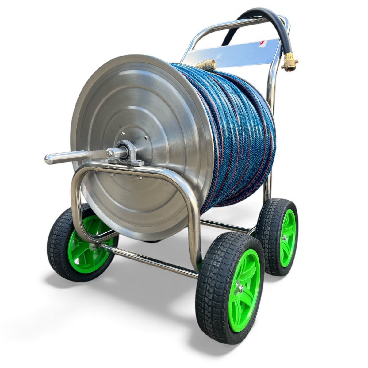 ZORRO Stainless Steel 4 Wheel Trolley with Ozflex Hose & Brass Connector