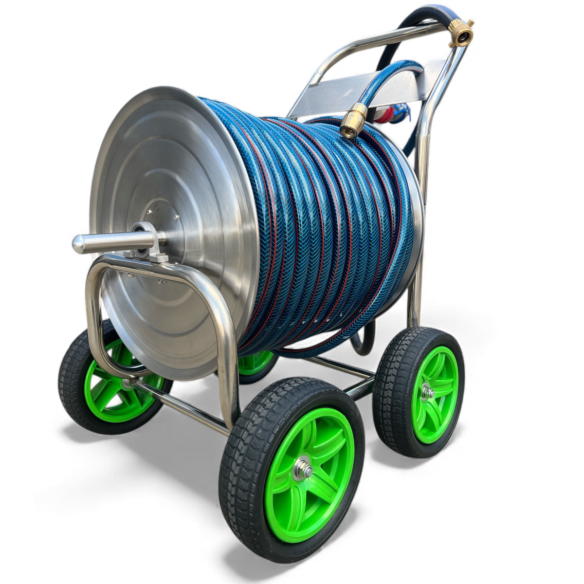 ZORRO Stainless Steel 4 Wheel Trolley with Ozflex Hose & Brass Connector