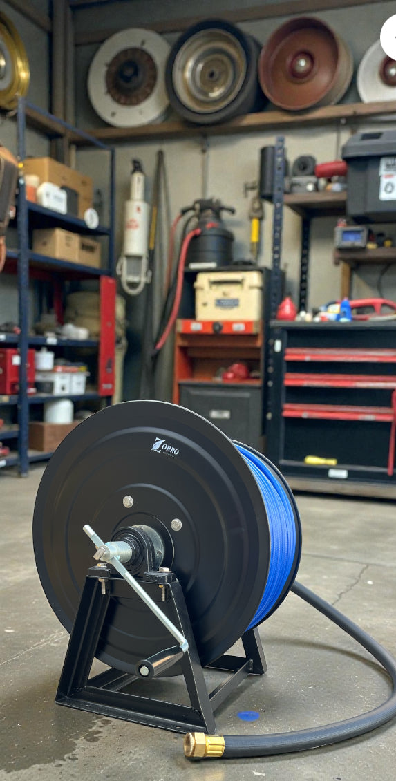 ZORRO Powder Coated Mountable Hose Reel With Hi-Flex Hose Bundle
