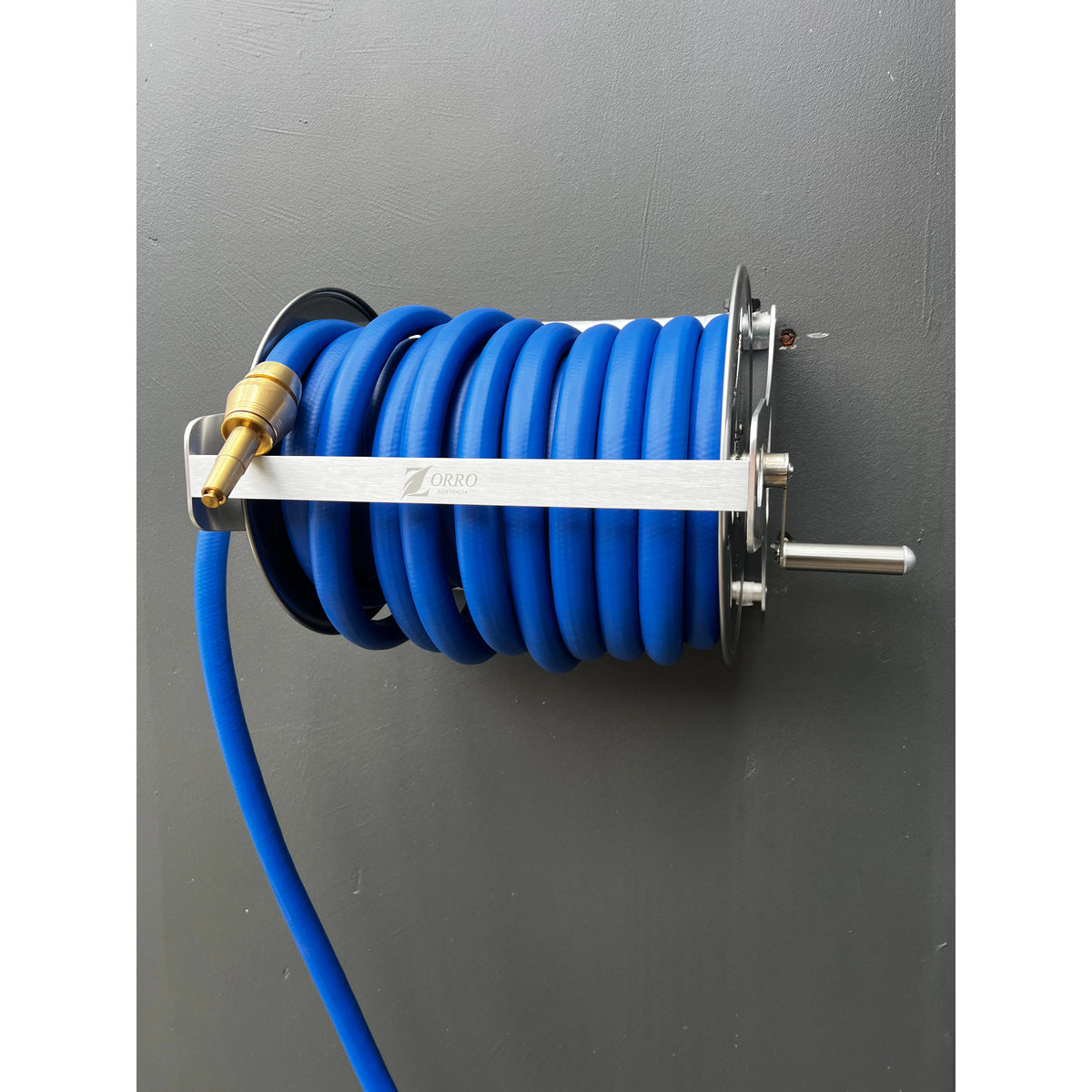 Zorro Stainless Steel Hose Reel 12mm Hi-Flex Hose Brass Connector & Nozzle