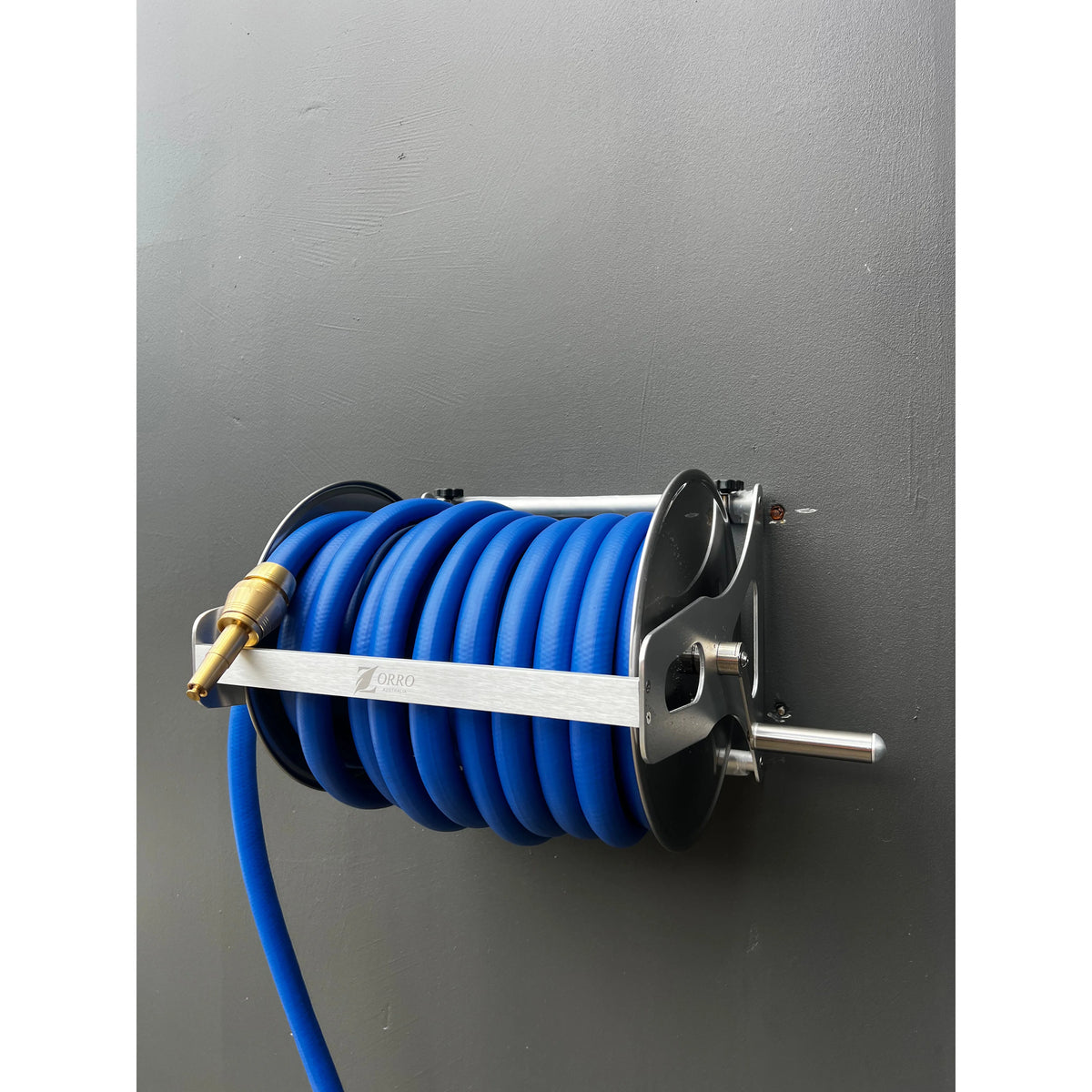 Zorro Stainless Steel Hose Reel 12mm Hi-Flex Hose Brass Connector & Nozzle