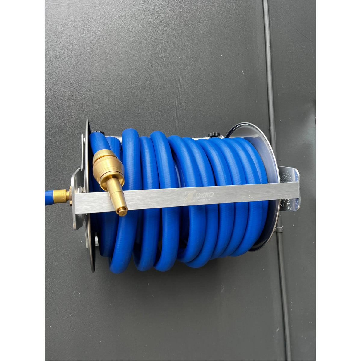 Zorro Stainless Steel Hose Reel 12mm Hi-Flex Hose Brass Connector & Nozzle