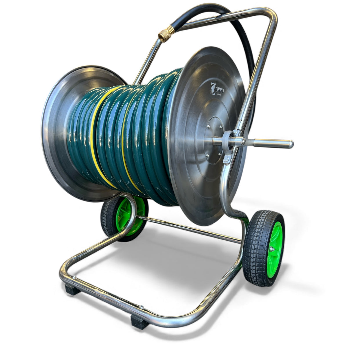 ZORRO Stainless Steel 2 Wheel Cart Proline Water Hose Brass Fitting & Nozzle