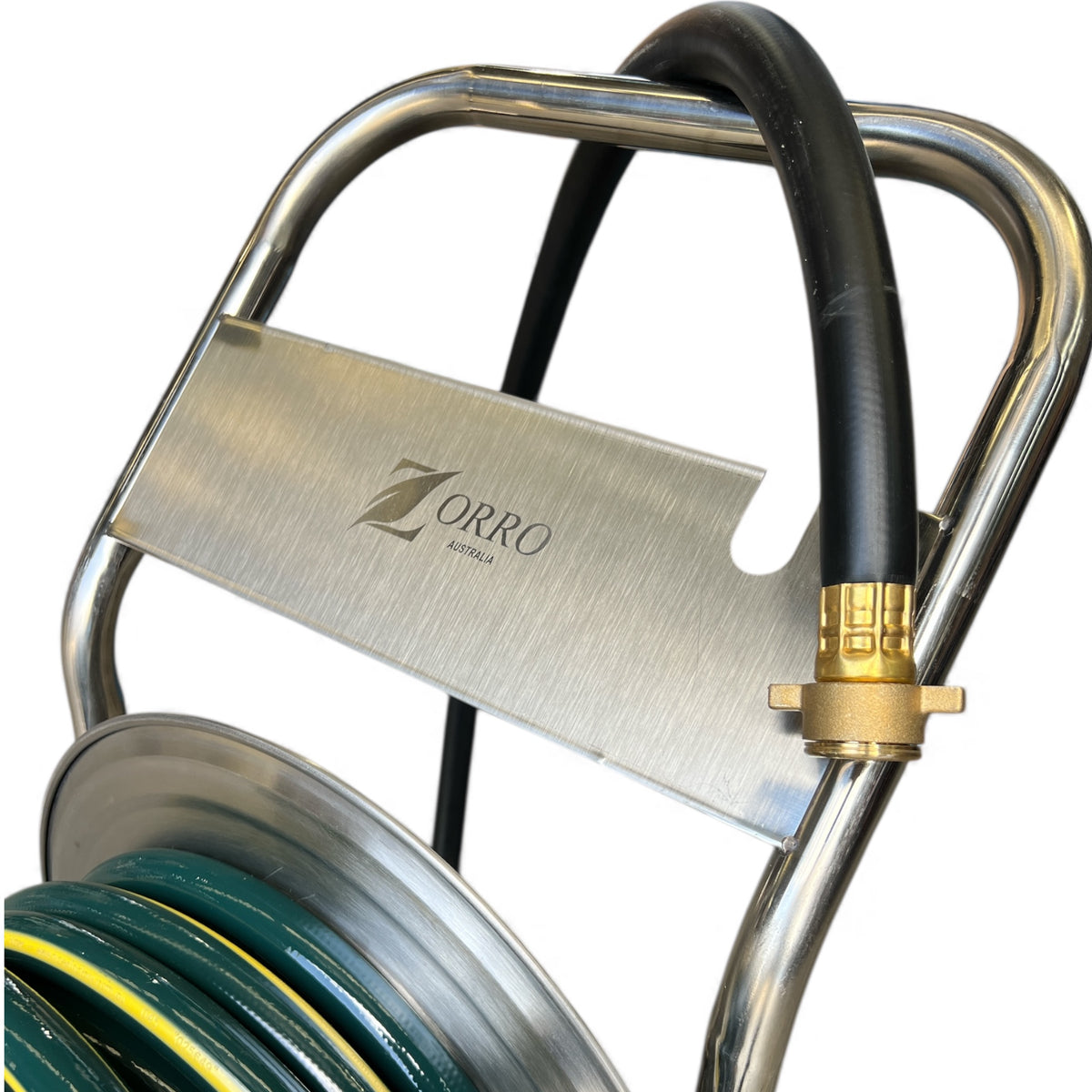 ZORRO Stainless Steel Trolley with Proline Garden Hose Brass Fitting & Nozzle
