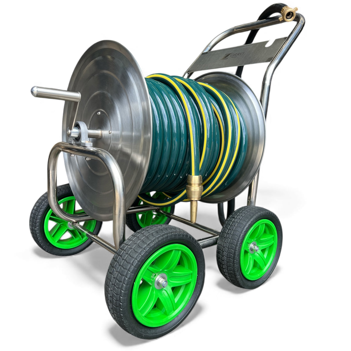 ZORRO Stainless Steel Trolley with Proline Garden Hose Brass Fitting & Nozzle