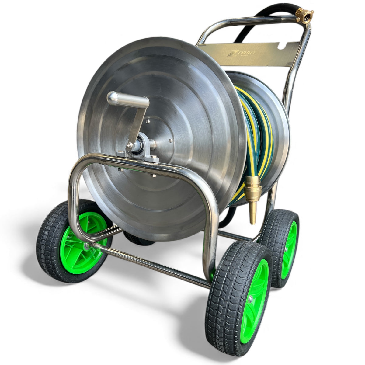 ZORRO Stainless Steel Trolley with Proline Garden Hose Brass Fitting & Nozzle