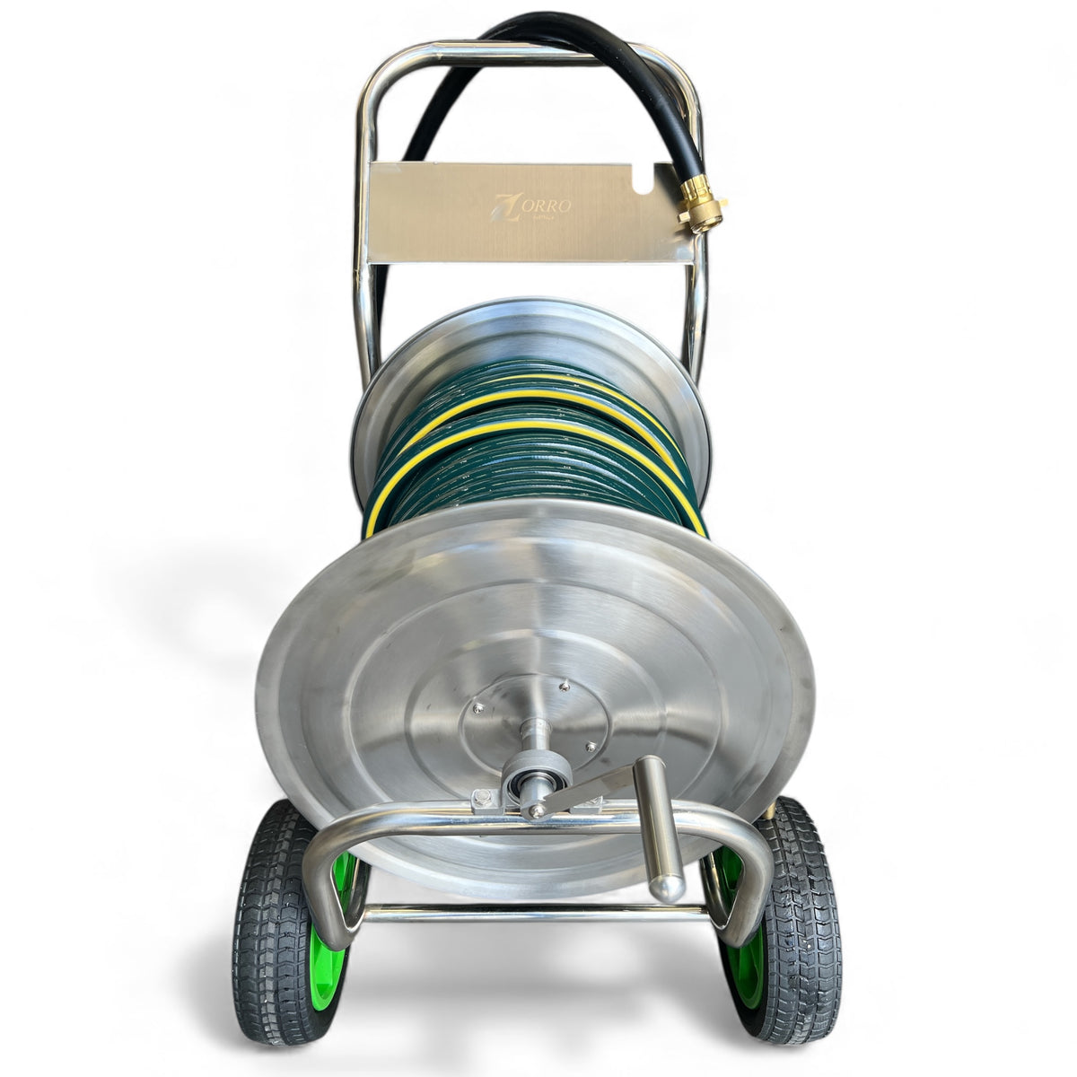 ZORRO Stainless Steel Trolley with Proline Garden Hose Brass Fitting & Nozzle