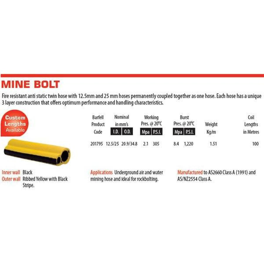 Barfell Mine Bolt Hose 12.5Mm X 100Mt Hoses