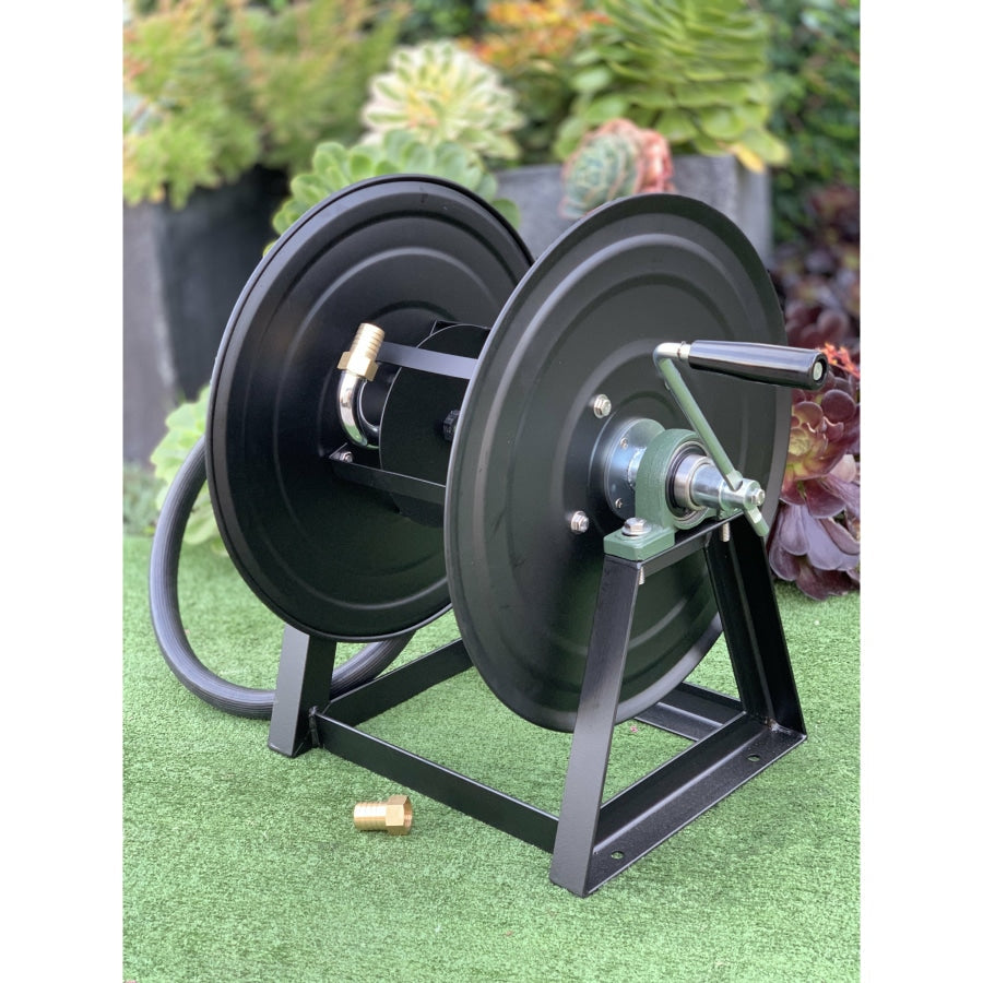 Zorro Heavy Duty Mountable Hose Reel Powder Coated Steel Black Reels Carts &amp; Hangers