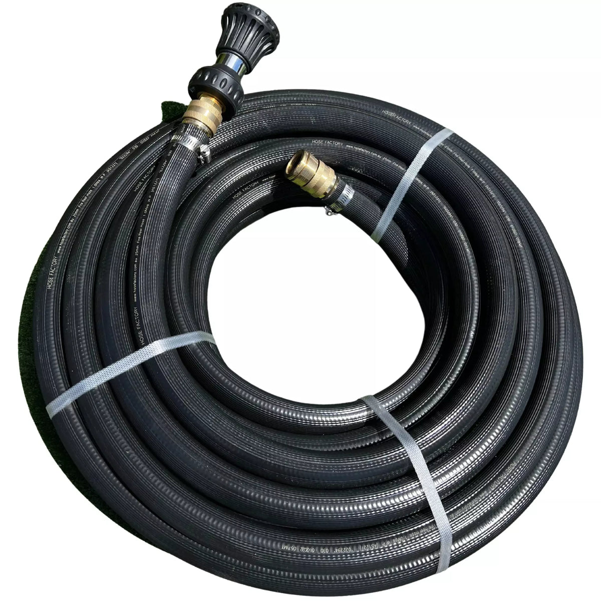 Fire Reel Hose with ZORRO Twist Fire Nozzle &amp; Brass Snap On Clamped Fittings