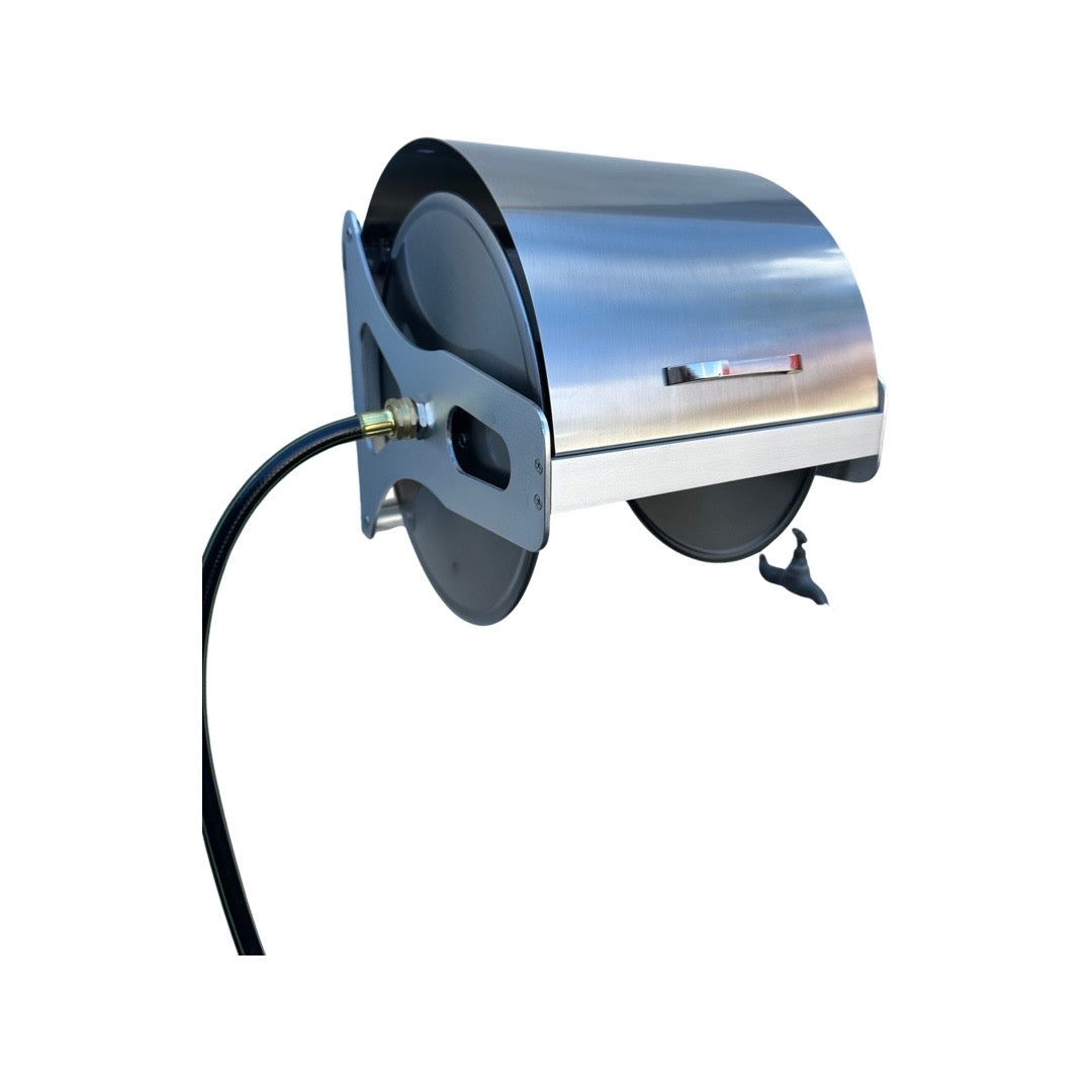 ZORRO Compact Stainless Steel Mountable Reel with Lid &amp; Extension Hose