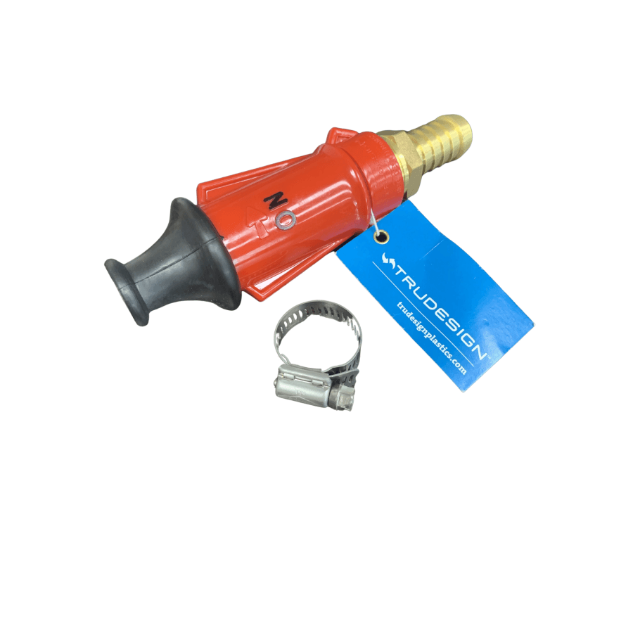 Red Hose Reel Fire Nozzle 3/4 Bsp Trudesign Brass Director &amp; Clamp Fittings