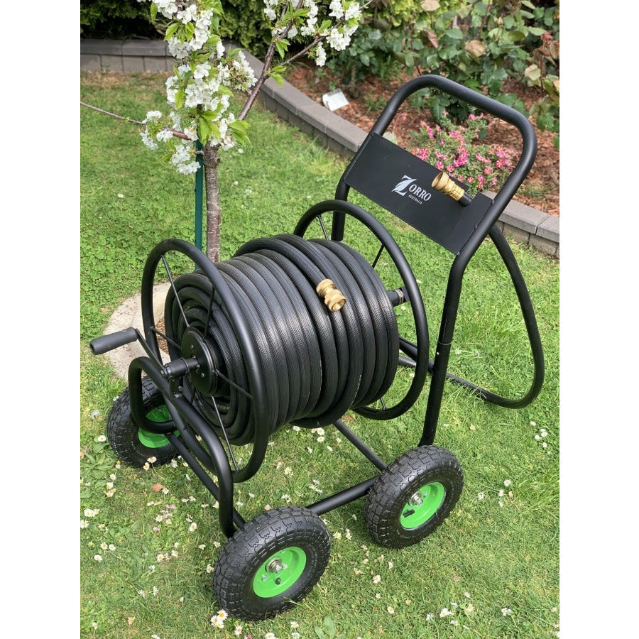 Hose Factory Fire Reel Hose 19Mm With Zorro Steel Cart Trolley &amp; Brass Connectors Bundles