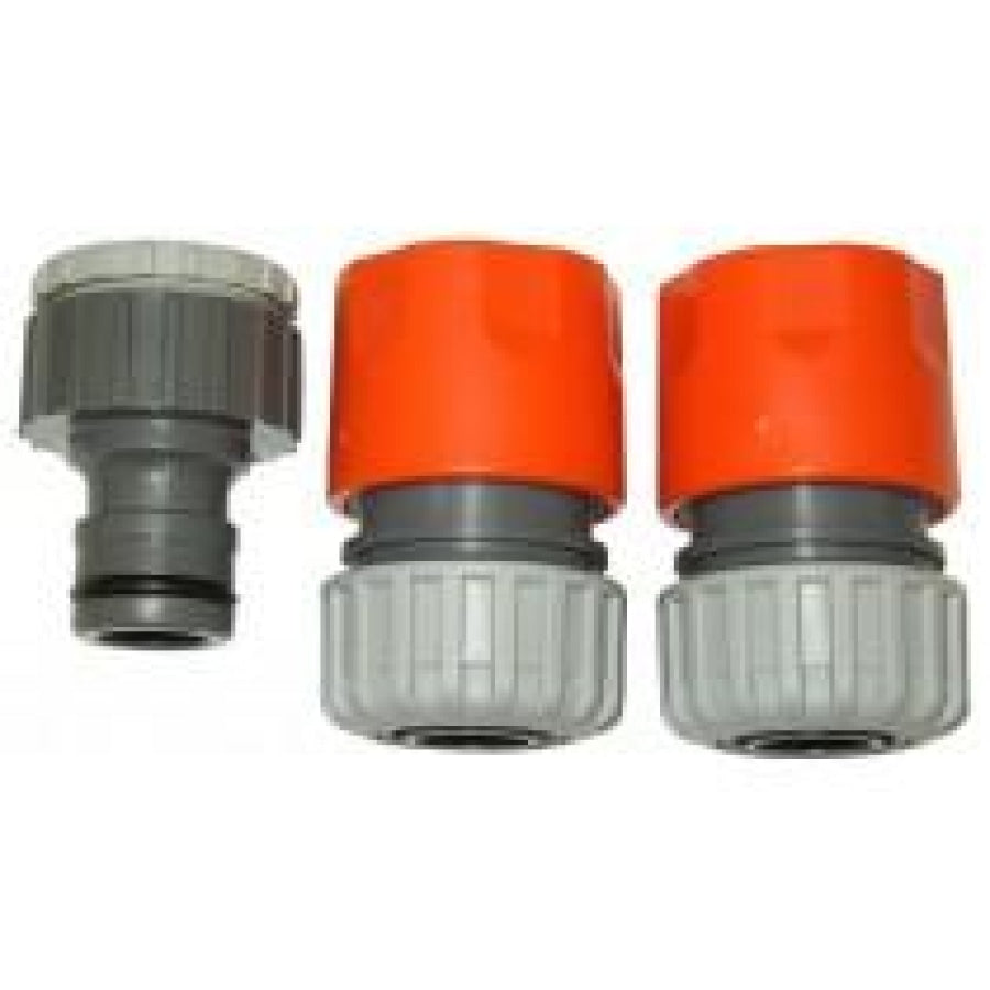 Maxi Flow Garden 19MM / 3/4" Hose Snap Connector Plastic 3 Piece Set