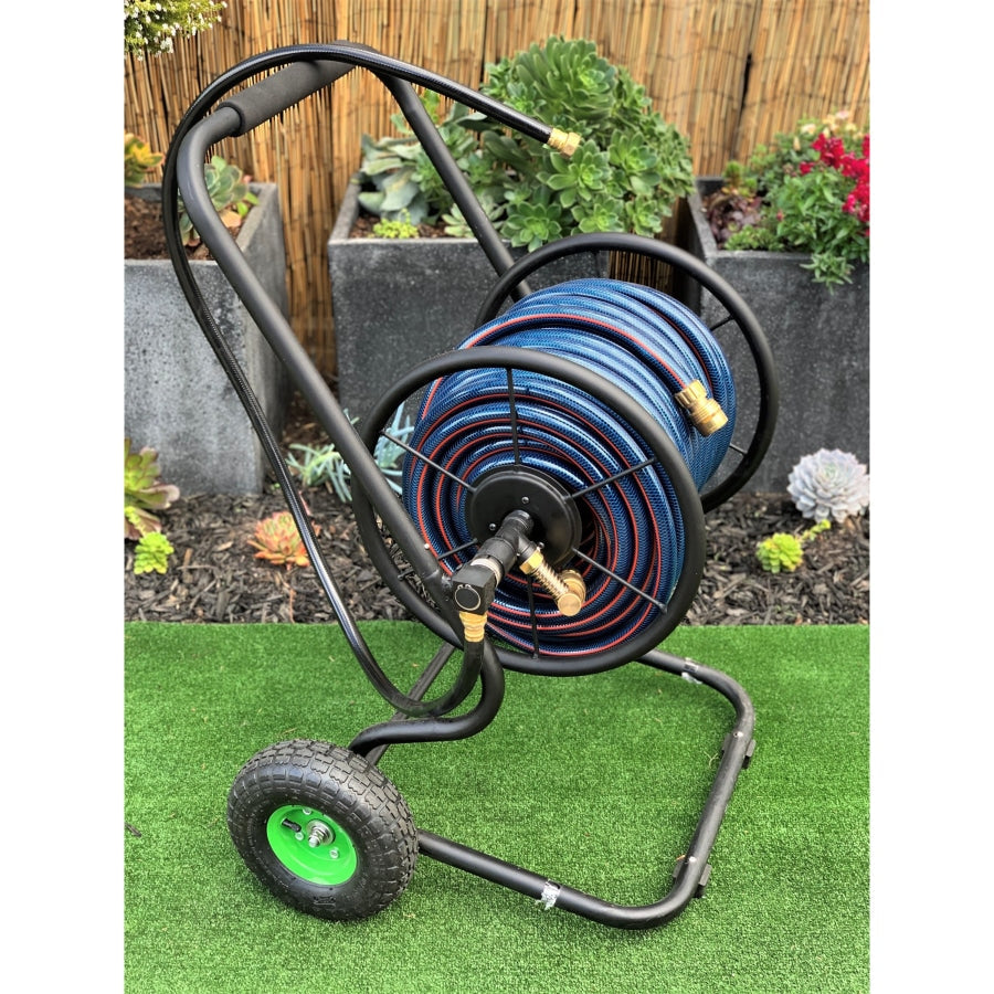 HOSE FACTORY 12mm Garden Hose with NEW ZORRO 2 Wheel Cart &amp; Brass Connectors