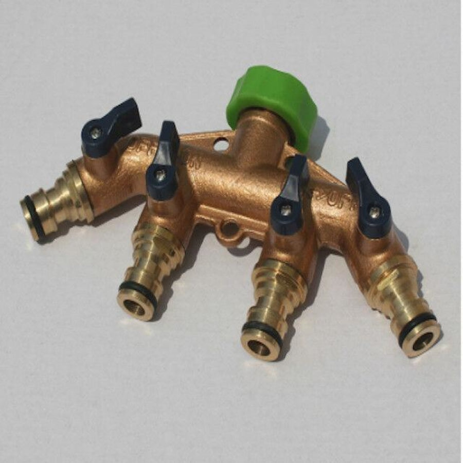 Zorro 4 Way Brass Tap with 12MM / 1/2&quot; Snap on male Connection